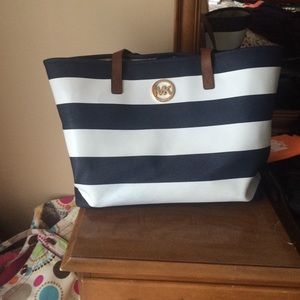 Michael Kors blue and white handbag
