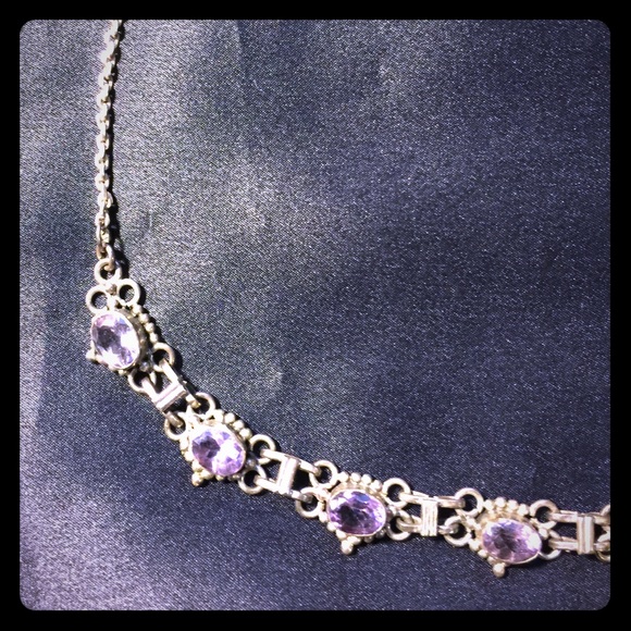 Silver and amethyst necklace 16in