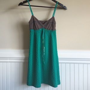 Free People Green Dress w/ Multi Colored Stitching
