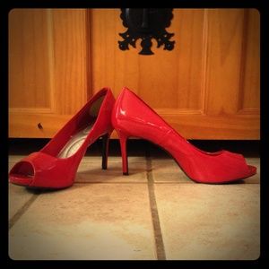 Classy Open-toed Cherry Red Pumps