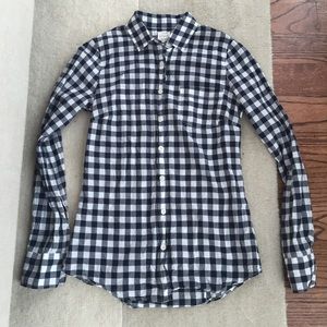 J. Crew Factory navy and white gingham shirt