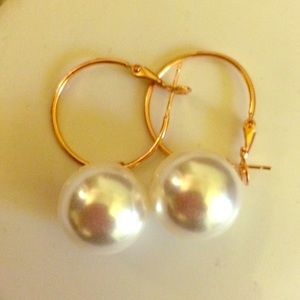Rose Gold fashion pearl earrings