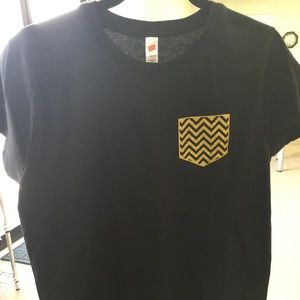 Tshirt w/ gold chevron vinyl pocket transfer