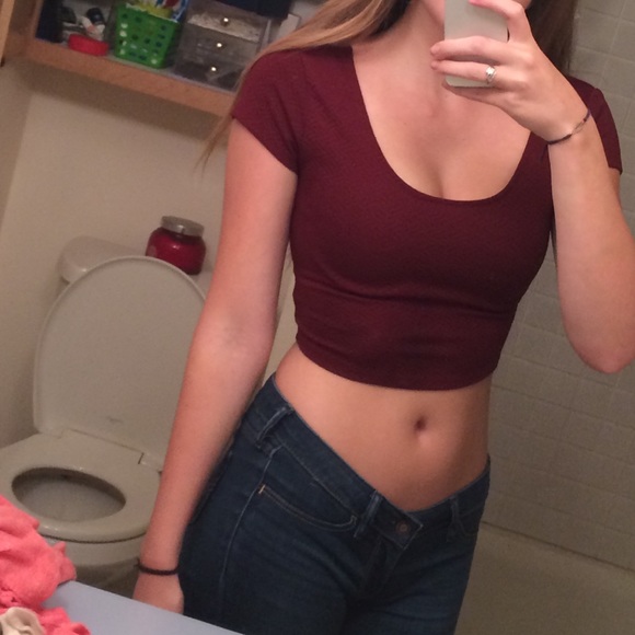 Textured Oxblood Crop Top