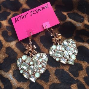 Betsy Johnson Blue Hearts & Bows Earrings