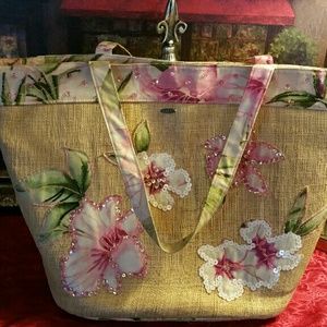 Sabrina Scala Lg straw tote with gorgeous detail
