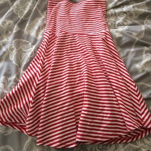 Forever 21red&white strapless striped skater dress