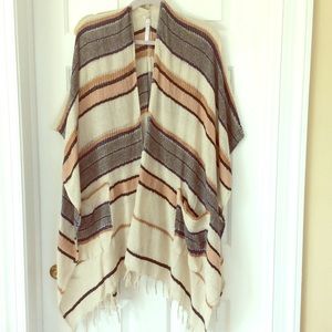 Striped Open Poncho