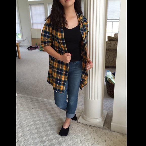 Flannel, yellow/navy blue