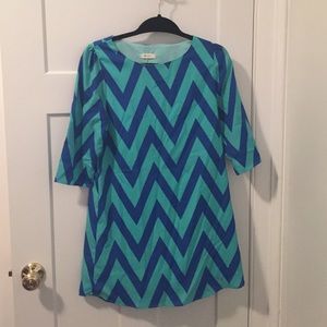Chevron pattern blue dress