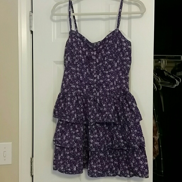 Purple floral tiered dress