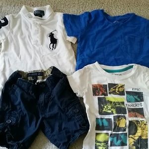Lot of 3 2t t shirts and Tommy Hilfiger shorts