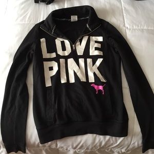 "LOVE PINK" one quarter zip jacket