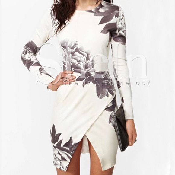White long sleeved floral dress