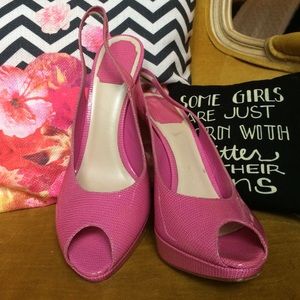 Dior pink "snake skin" platform heel