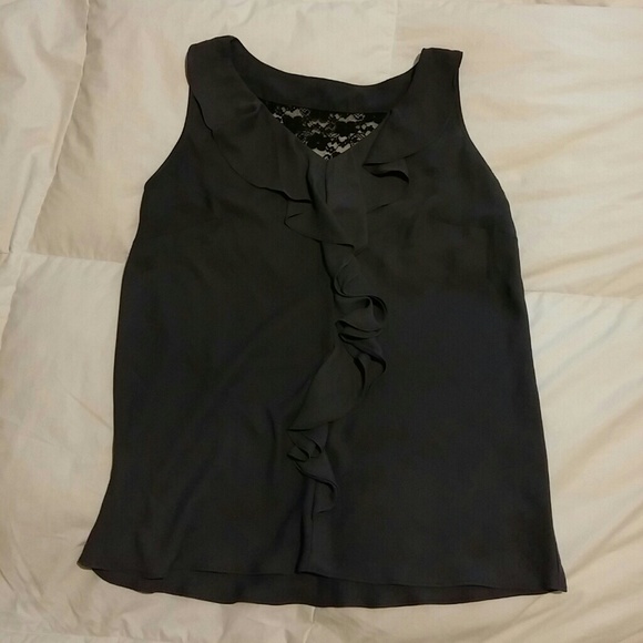 Gray Lace Back Sleeveless Blouse