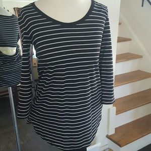 NWOT Hi-low  Stripe Top with Keyhole Back