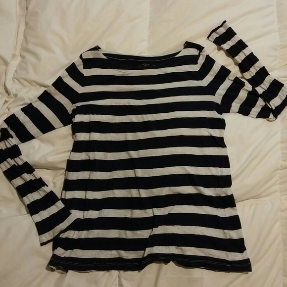 Ann Taylor Loft Navy Striped Long Sleeve