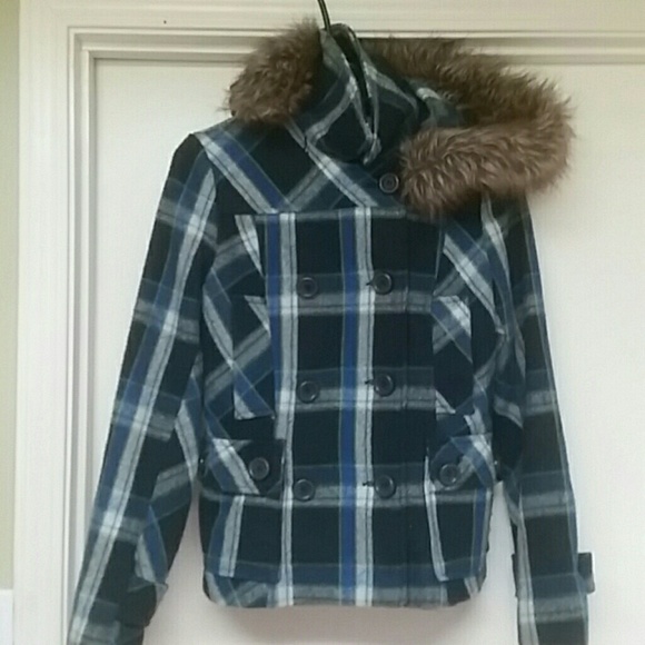 DELIA'S PEACOAT W/ FUR HOOD - Picture 1 of 4
