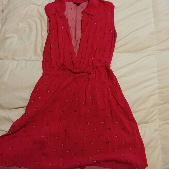 Pink Bird Print Shirdress