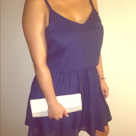 Blue waist cut dress