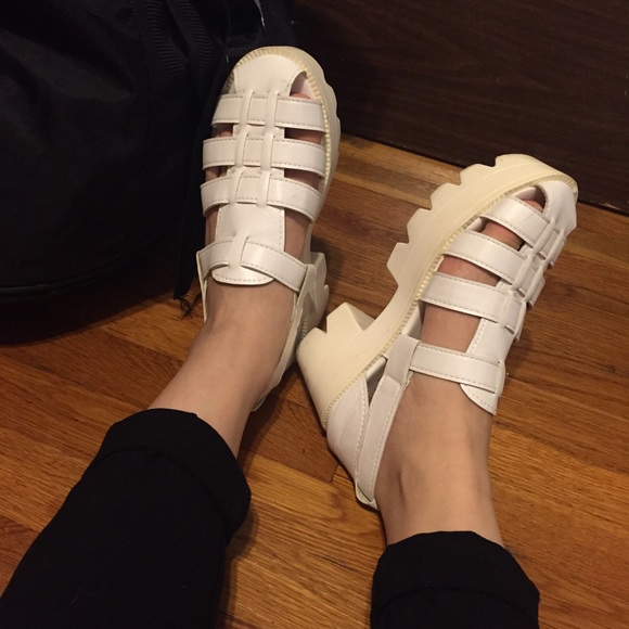 White platform sandals