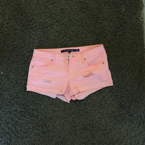 Distressed Pink Jean Shorts