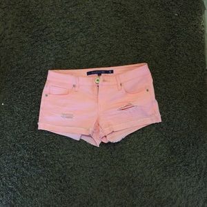 Distressed Pink Jean Shorts