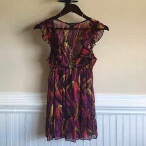 Forever 21 Bohemian Feather Print Flowy Tunic Top