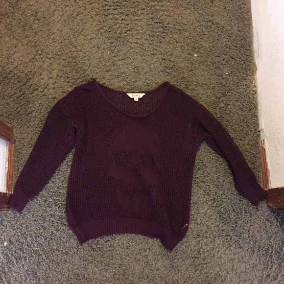 Burgundy skull knit sweater