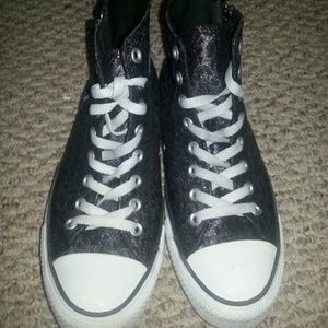 Metallic Grey & Silver Cheetah Print Hightops