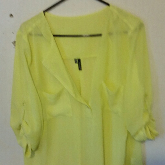 Bright yellow sheer top
