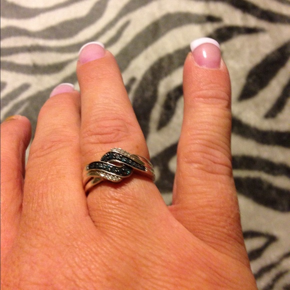 Blue and White Diamond Ring - Picture 1 of 1