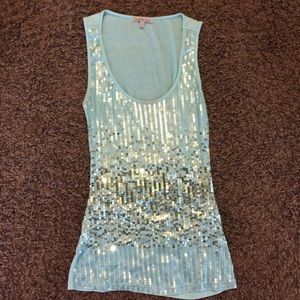 Tiffany blue sequined tank top