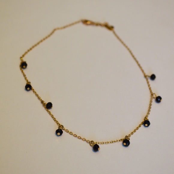Gold Brandy Melville Black Bead Necklace 13.5"