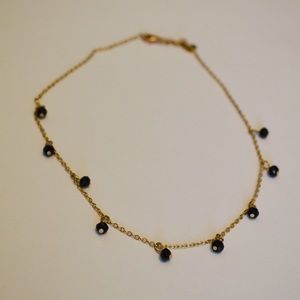 Gold Brandy Melville Black Bead Necklace 13.5"