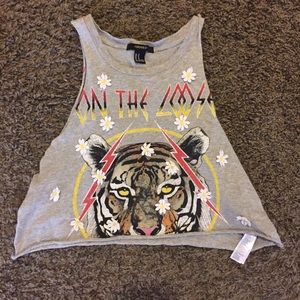 Old band tee crop top with sunflowers