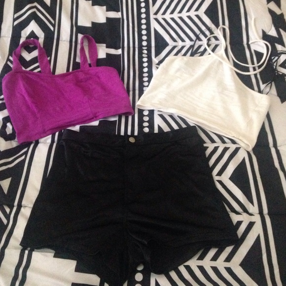 Disco shorts+ 2 crop tops