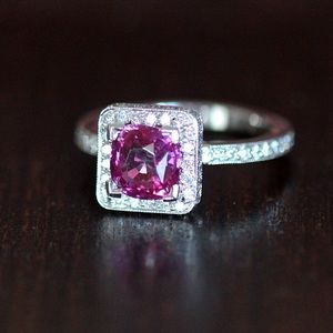 3 Carat TW Pink Sapphire & Diamond Engagement Ring