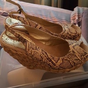 Snake Skin sandal wedge heel