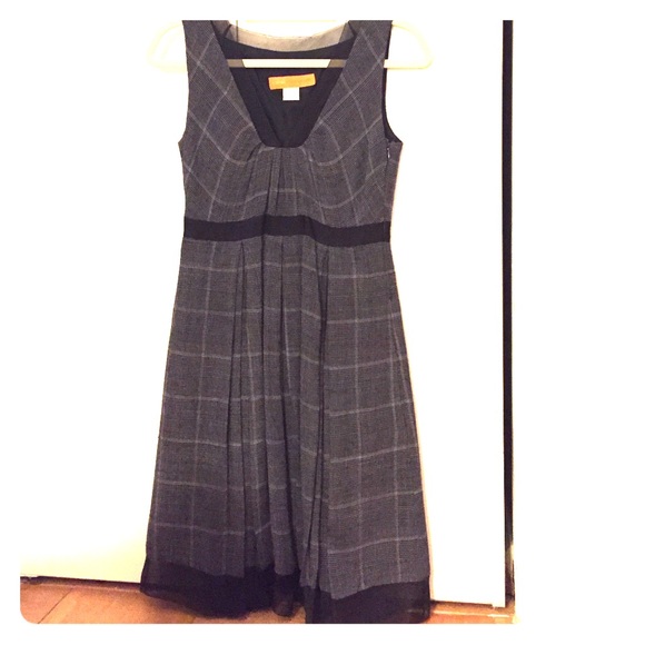 Cynthia Steffe plaid wool dress w/ sheer detailing