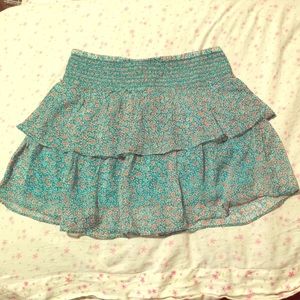 Turquoise and orange floral skirt