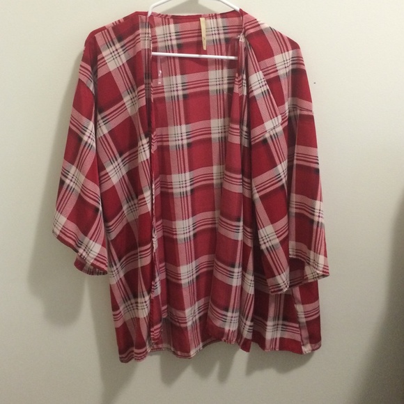 Oversize plaid kimono
