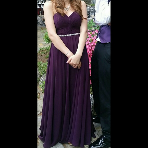 Eggplant Chiffon Strapless Prom Dress