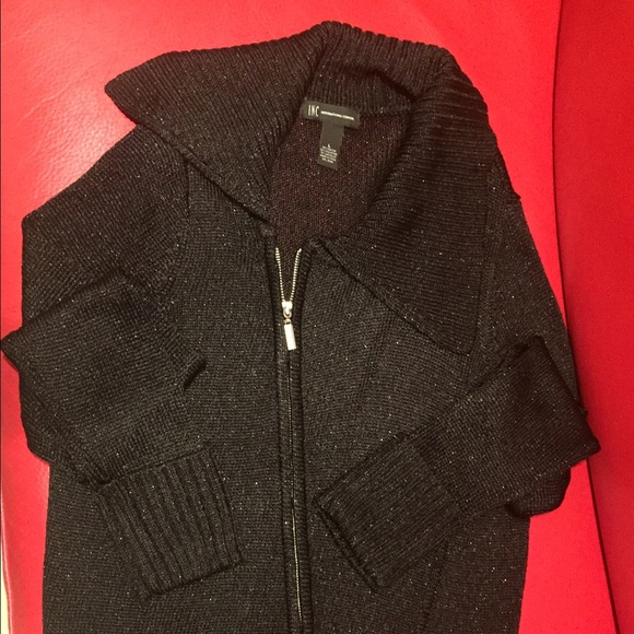 INC Ribbed sweater w/ Asymmetrical zipper closure