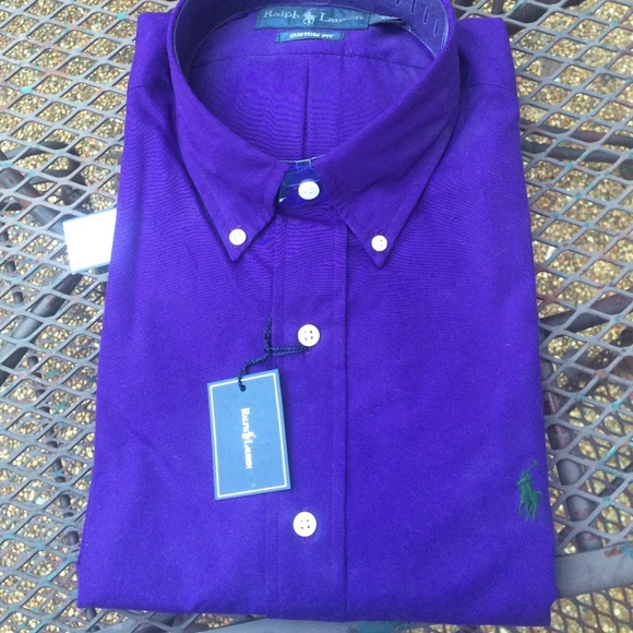 Purple long sleeve button up polo