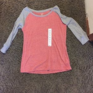 Pink and grey baseball tee