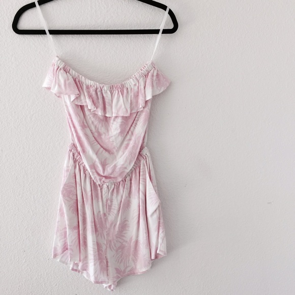 H&M Palm Tree Pink Strapless Romper 💗🌴