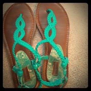 Turquoise braided sandal