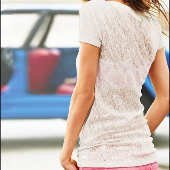 Victoria's Secret Tops - Knit Tshirt w/ Lace Back (Bright Green)